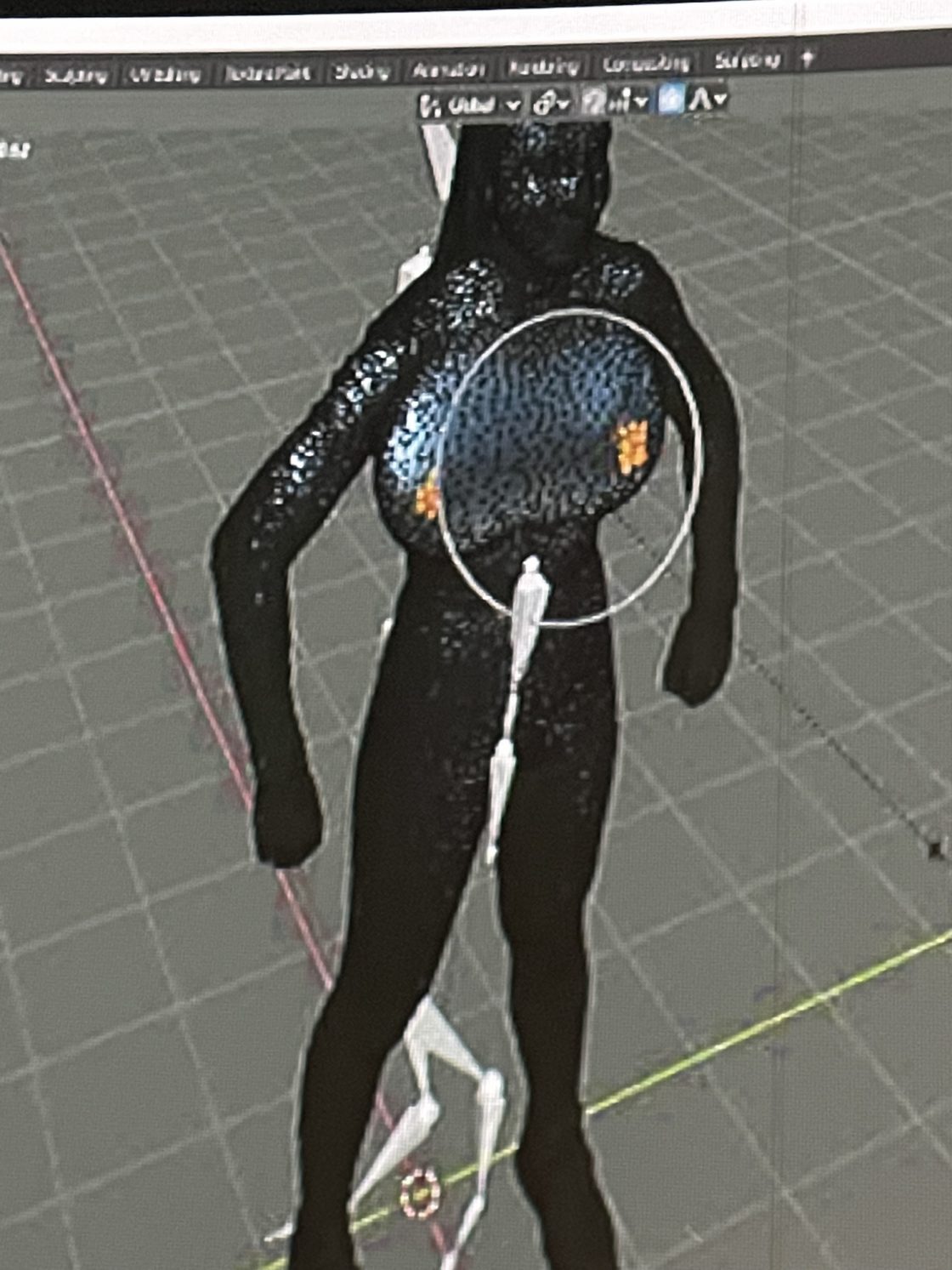3D model van danser wordt digitaal bewerkt