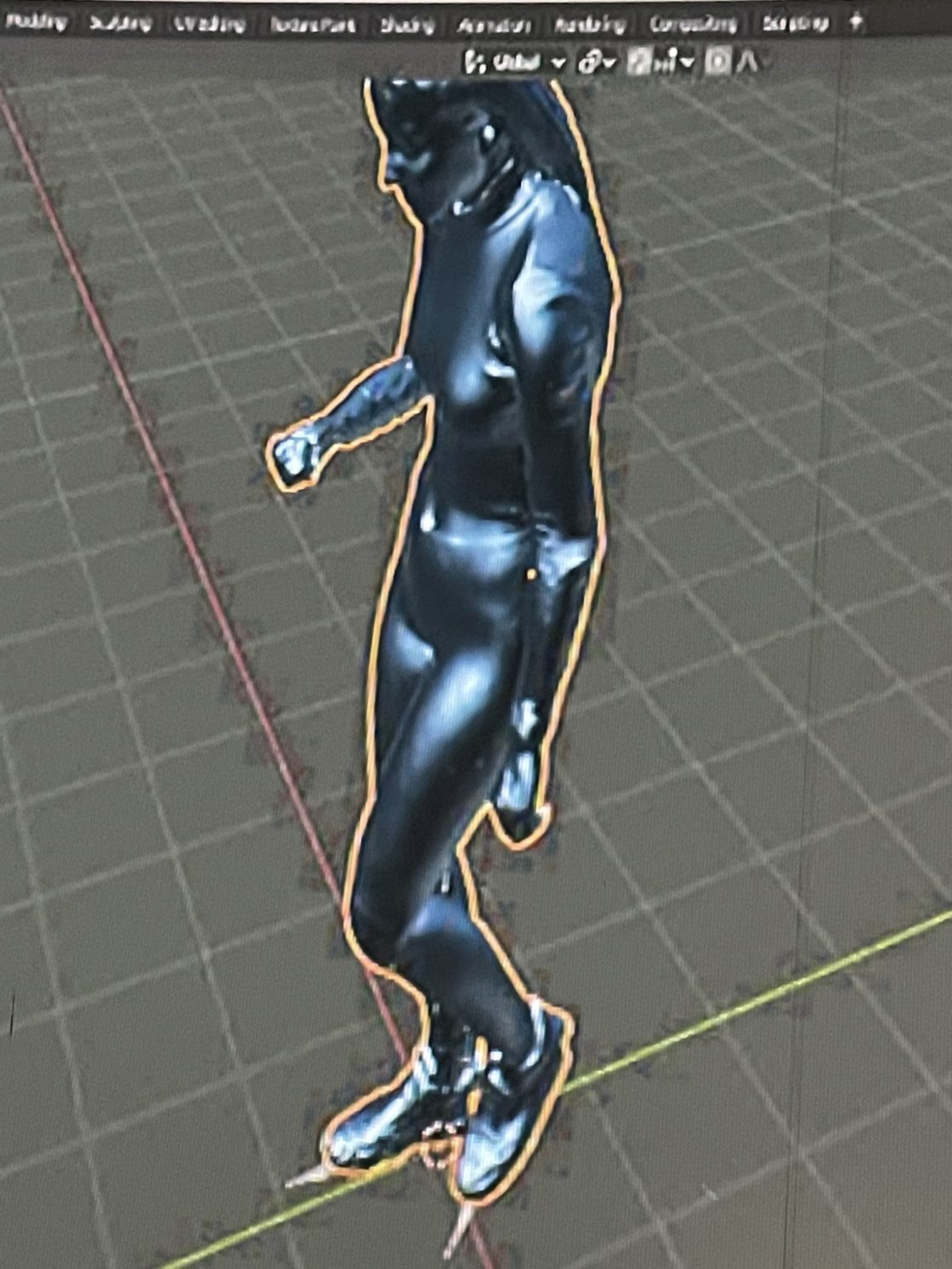 3D scan van danser met onnatuurlijke borsten