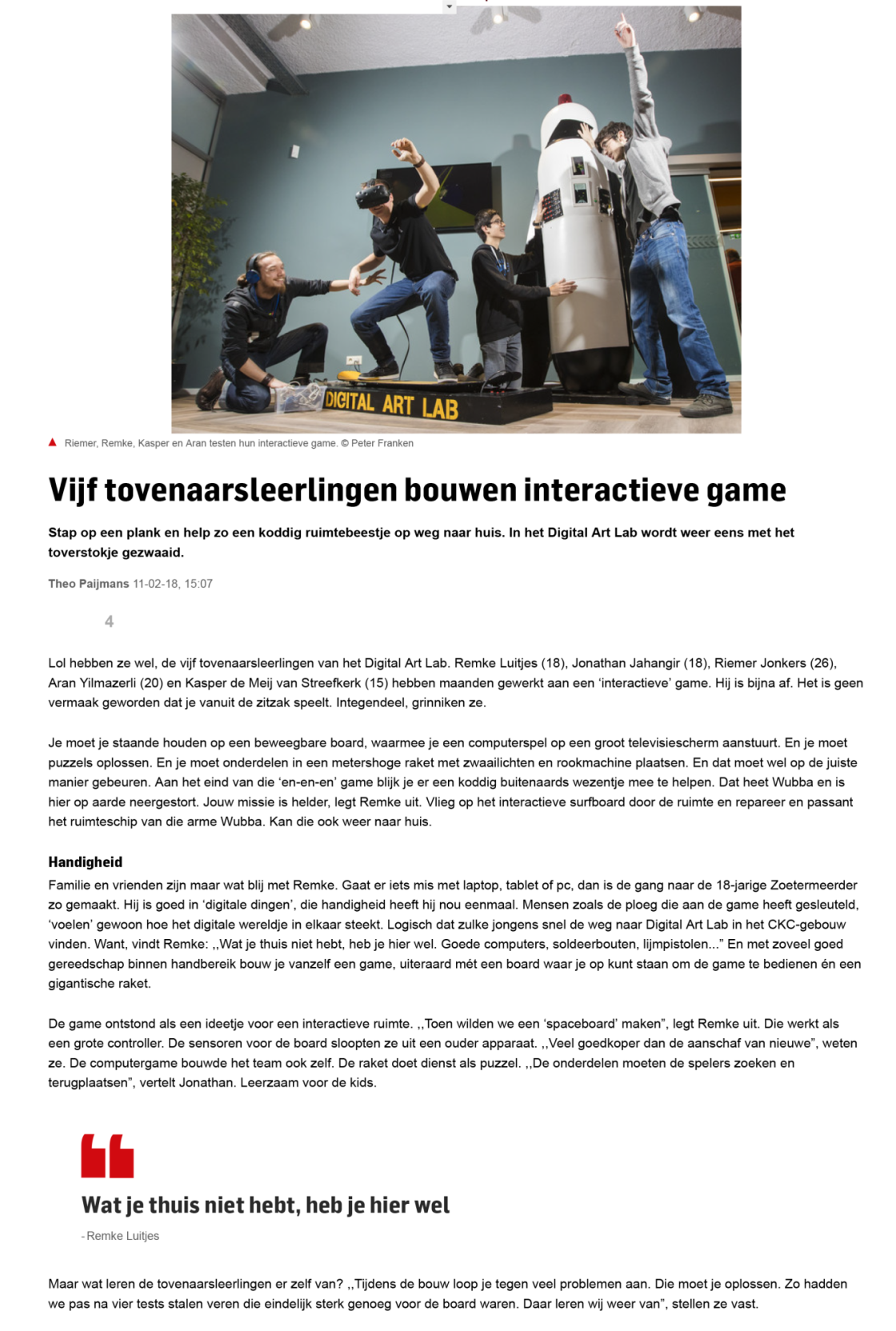 Vijf Tovenaarsleerlingen Bouwen Interactieve Game  Zoetermeer  Ad Nl